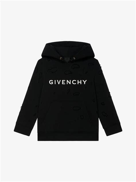 givenchy ruffle tunic sweatshirt|GIVENCHY hooded sweatshirt in partly destroyed fleece .